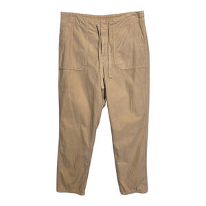 J Crew Camp Pant Womens Size Small Tan 100% Cotton Tie Waist Minimalist Casual